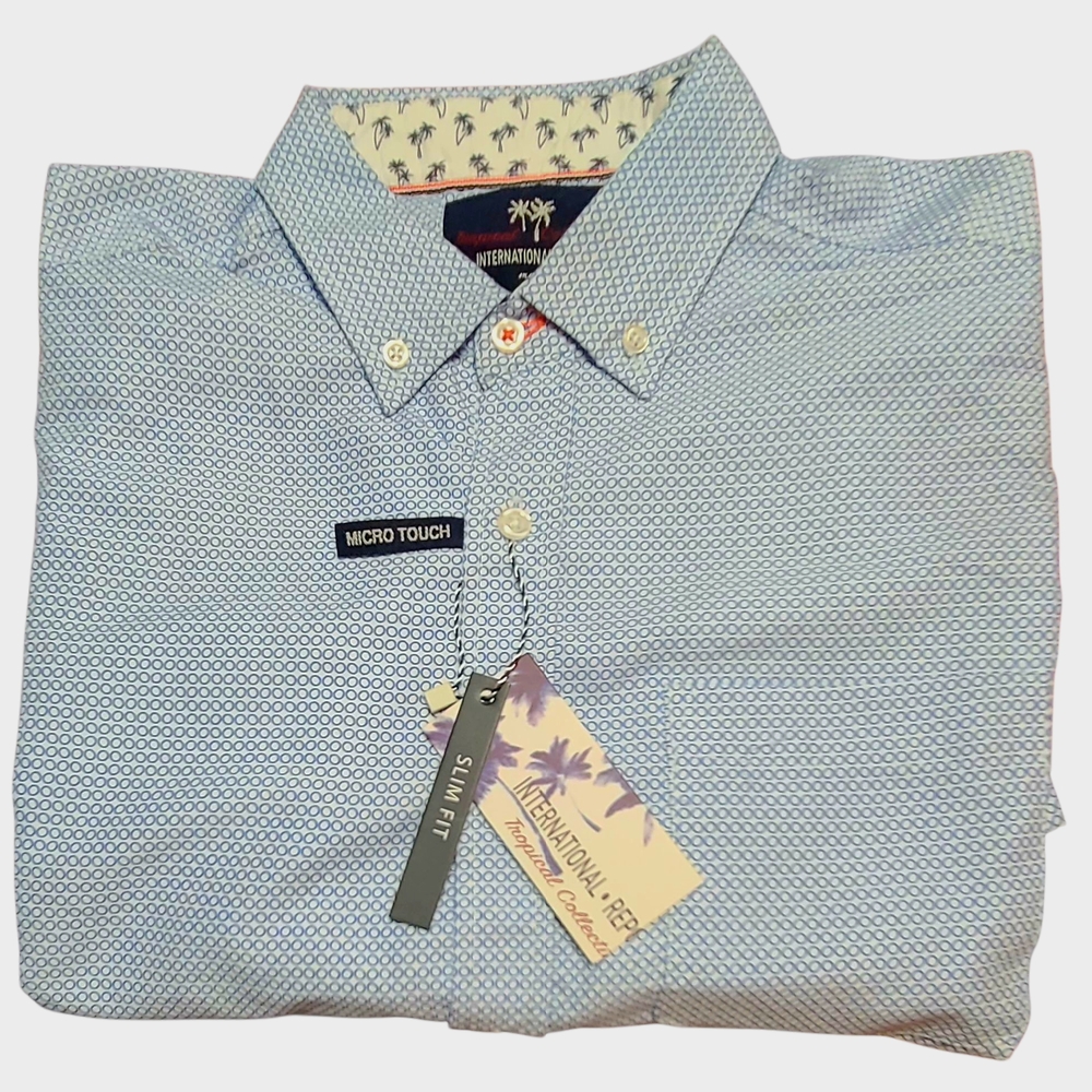 Blue Casual Button Down Shirt with Lightweight Cotton